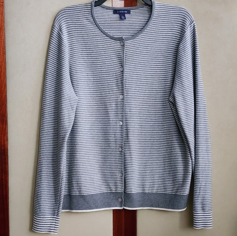 Striped Lands' End Cardigans L - Picture 2 of 15